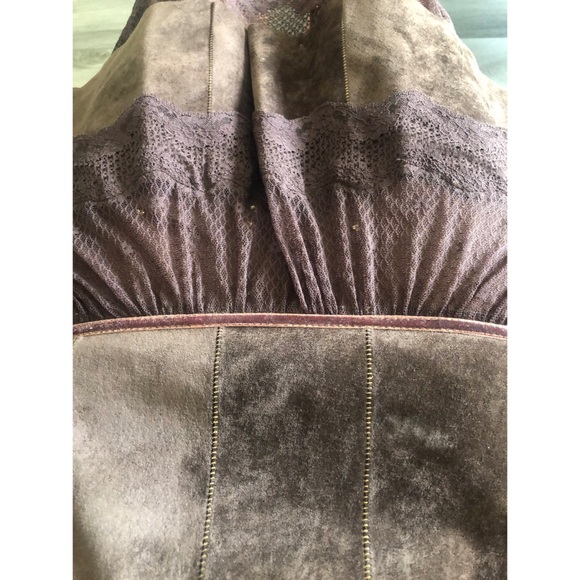 Suede Ruffle Skirt w/Gold Stitching & Sequins - Picture 3 of 3